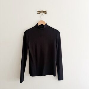 Contemporaine Knit Black Long Sleeve Mockneck Women's Top Medium